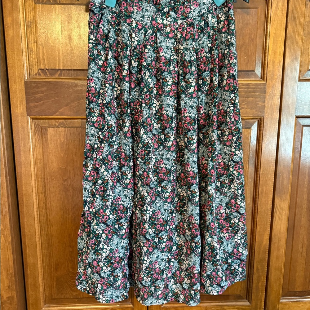 Floral Midi Skirt in Black and Pink